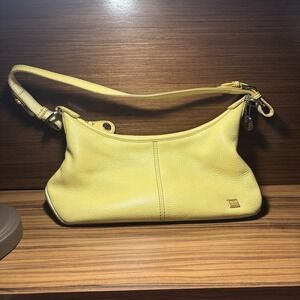 The Sak Yellow Leather Shoulder Hobo Bag Purse Floral Interior